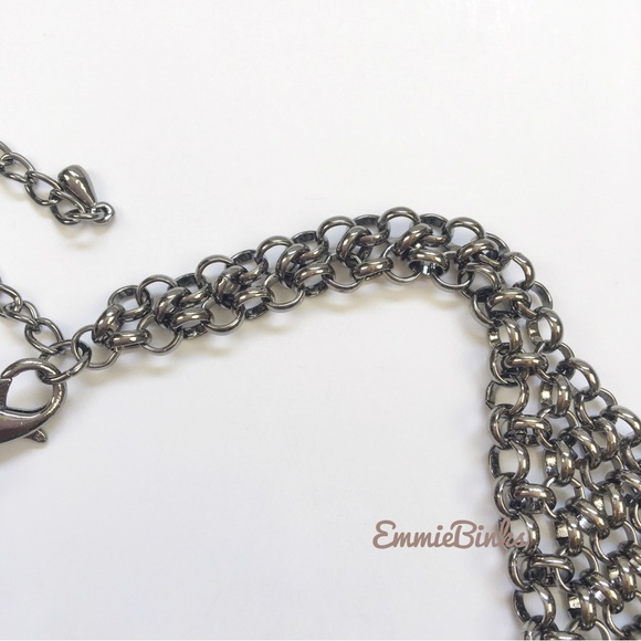 New Maximalist Chainmail Style Fringe Bib Statement Necklace - Picture 8 of 16